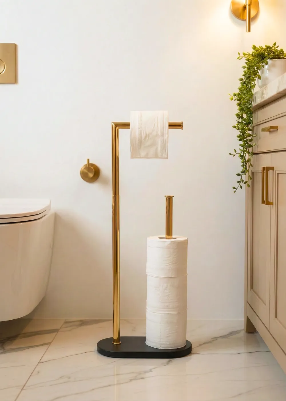 Melrose Toilet Roll Holder Black And Gold