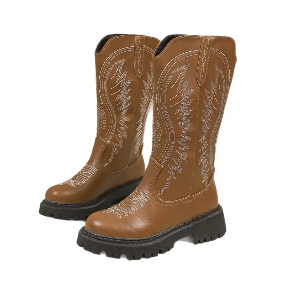 Smocked Round Toe Block Heels Boots