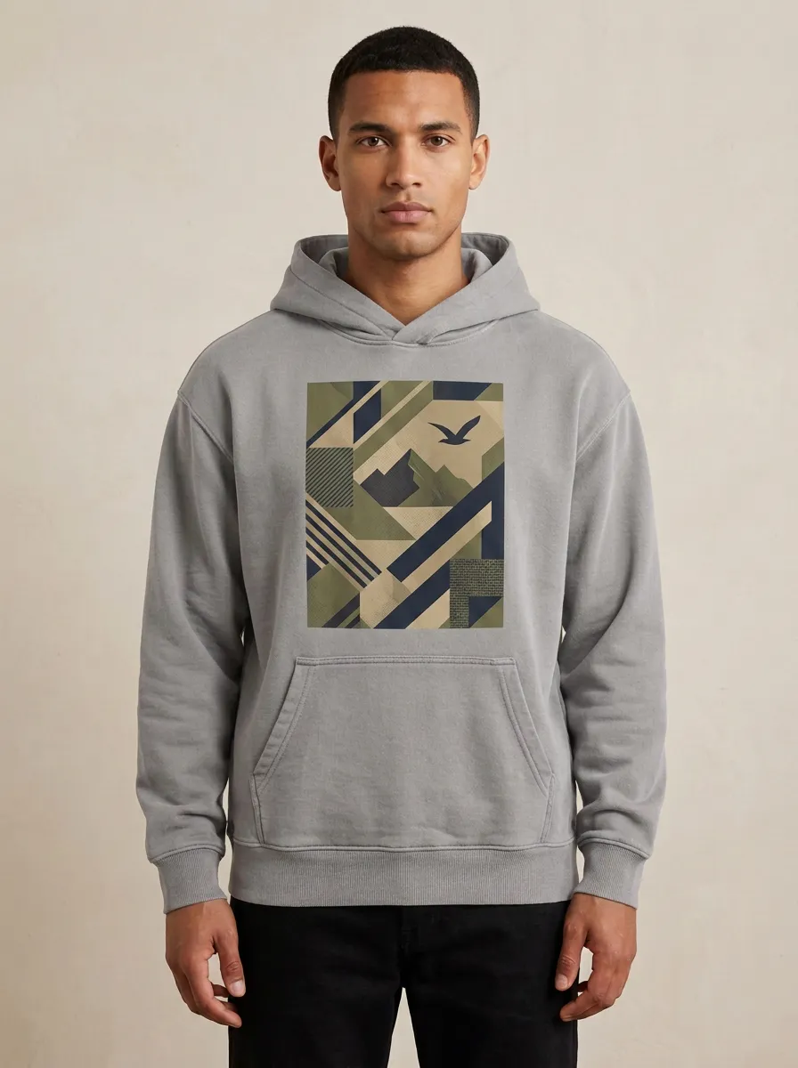 Nature Geometric Mountain Bird Hoodie