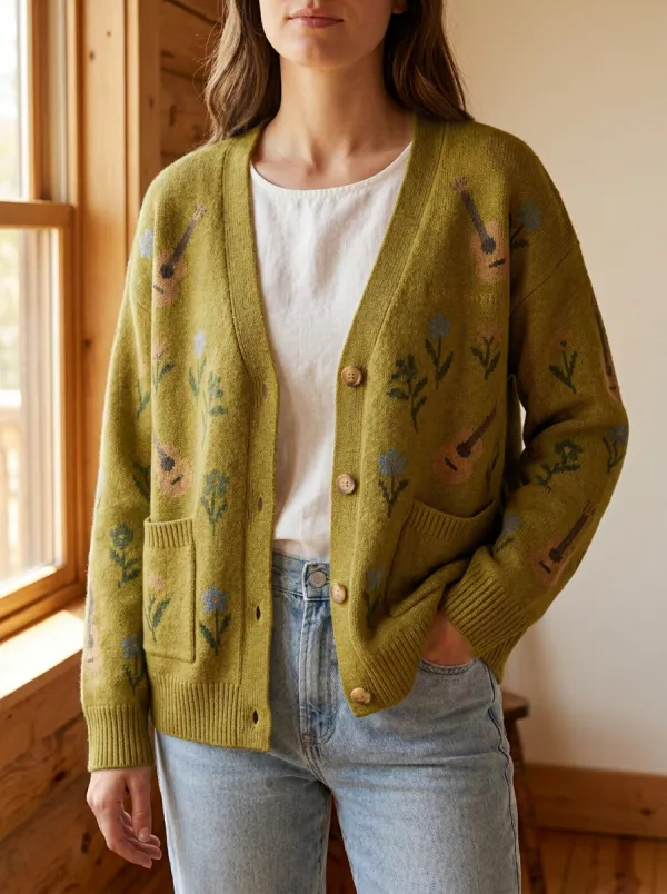 Floral Knitted Country Music Cardigan
