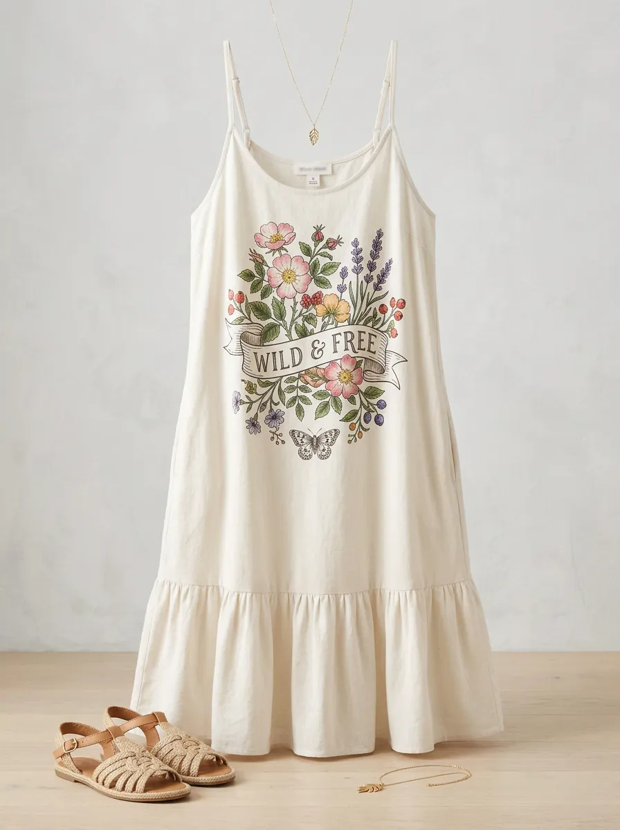Wild And Free Floral Butterfly Cami Dress