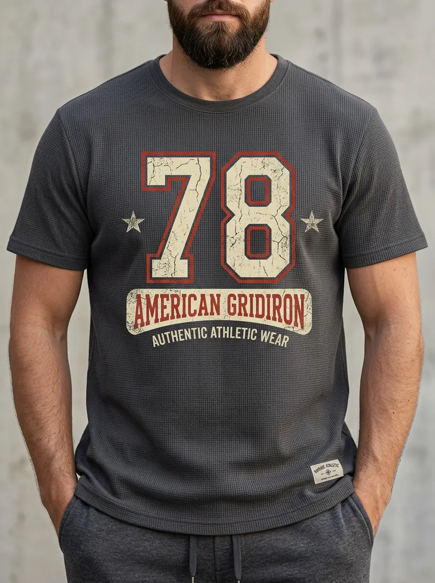 Men's Bold Football Gridiron Ball Crew Neck Graphic T-Shirt