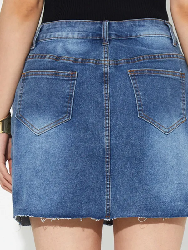 Subtle Button Front Shirt Detail Denim Pants