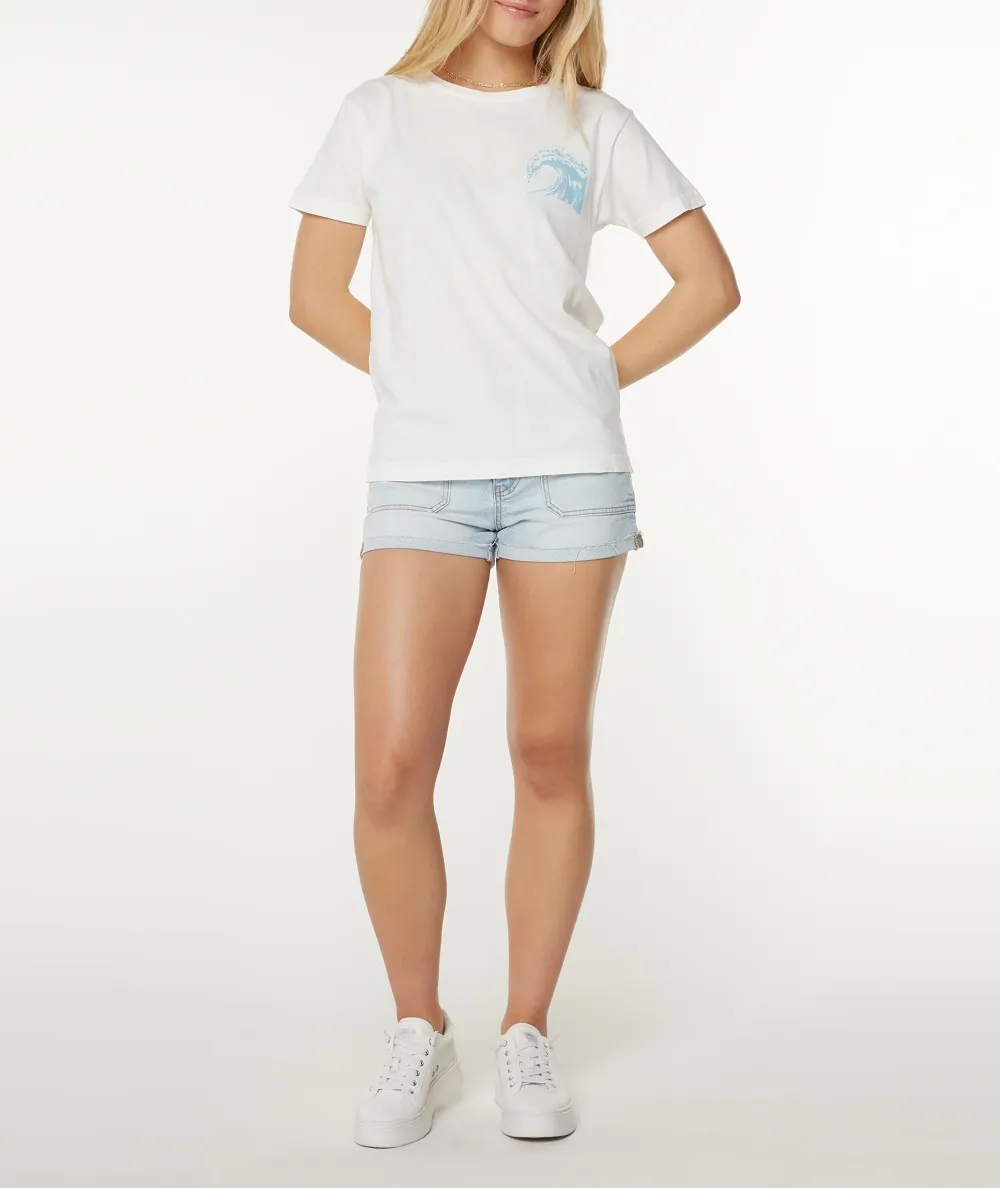 White Cartoon Print Pure Cotton Casual T-Shirt