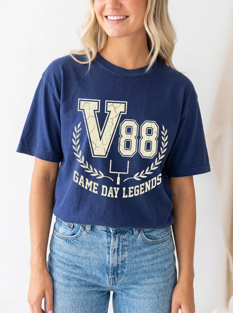 Women's Football Fan V88 Game Day Legends Printed T-Shirt
