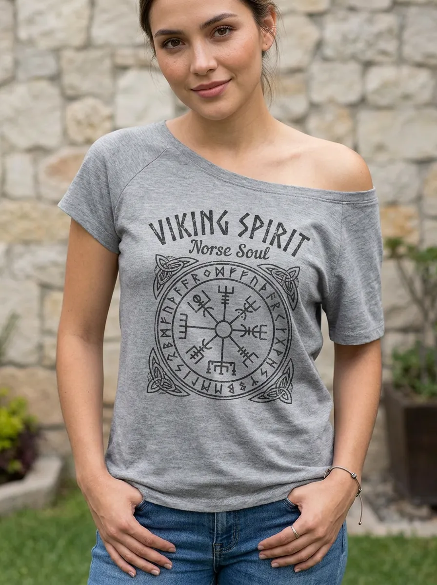 Women's Viking Spirit Norse Soul Vegvisir Printed T-shirt