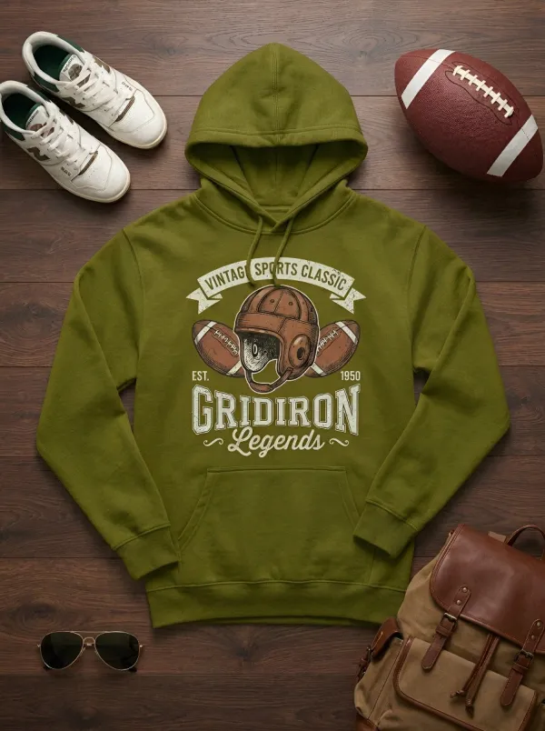 Men's Gridiron Legends Football Helmet Graphic Kangaroo Pocket Hoodie