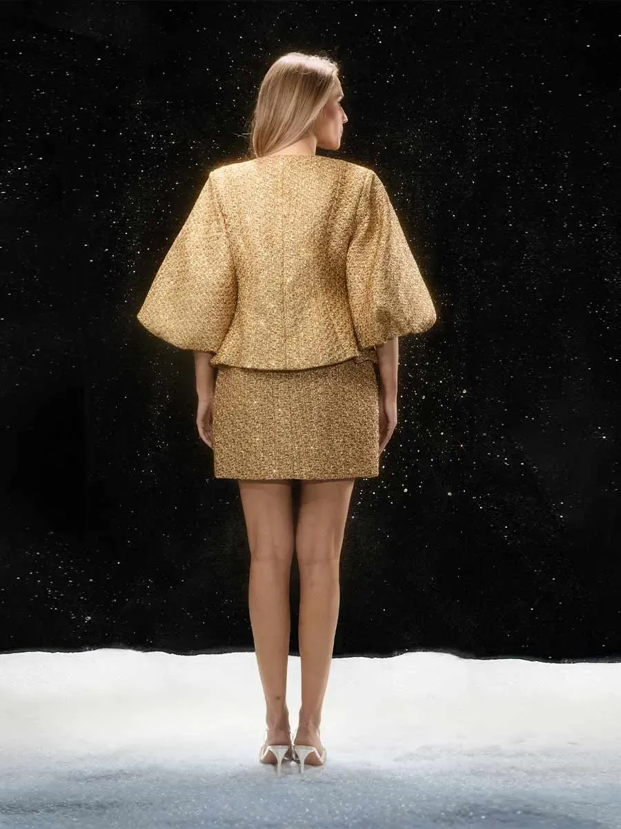 Maelle Puff Sleeve Tweed Jacket