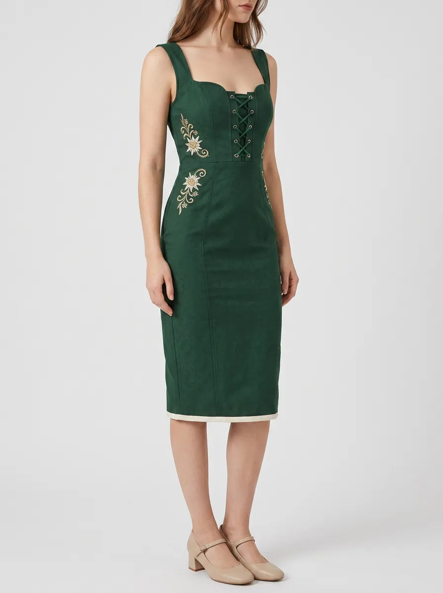 Women's Edelweiss Print Folk Bodycon Dress