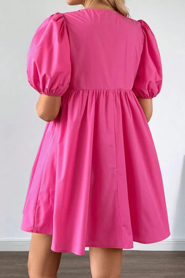 Tie Detail Puff Sleeve Mini Dress