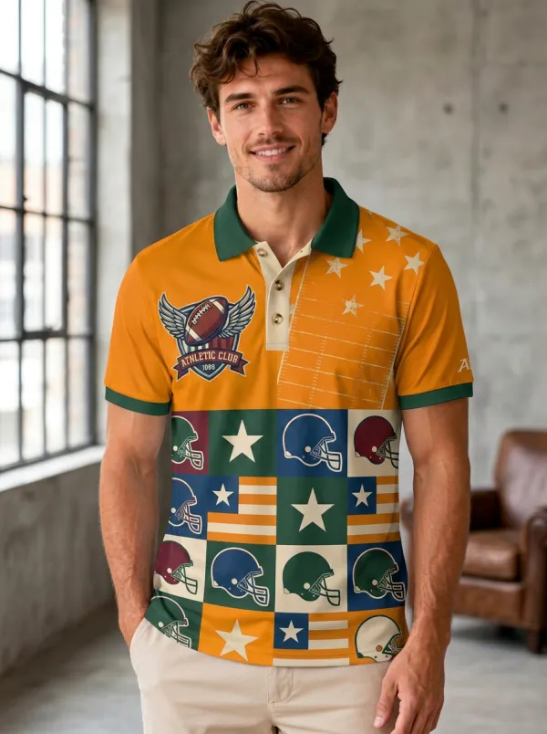 Men's Gridiron Helmet Star Polo Shirt