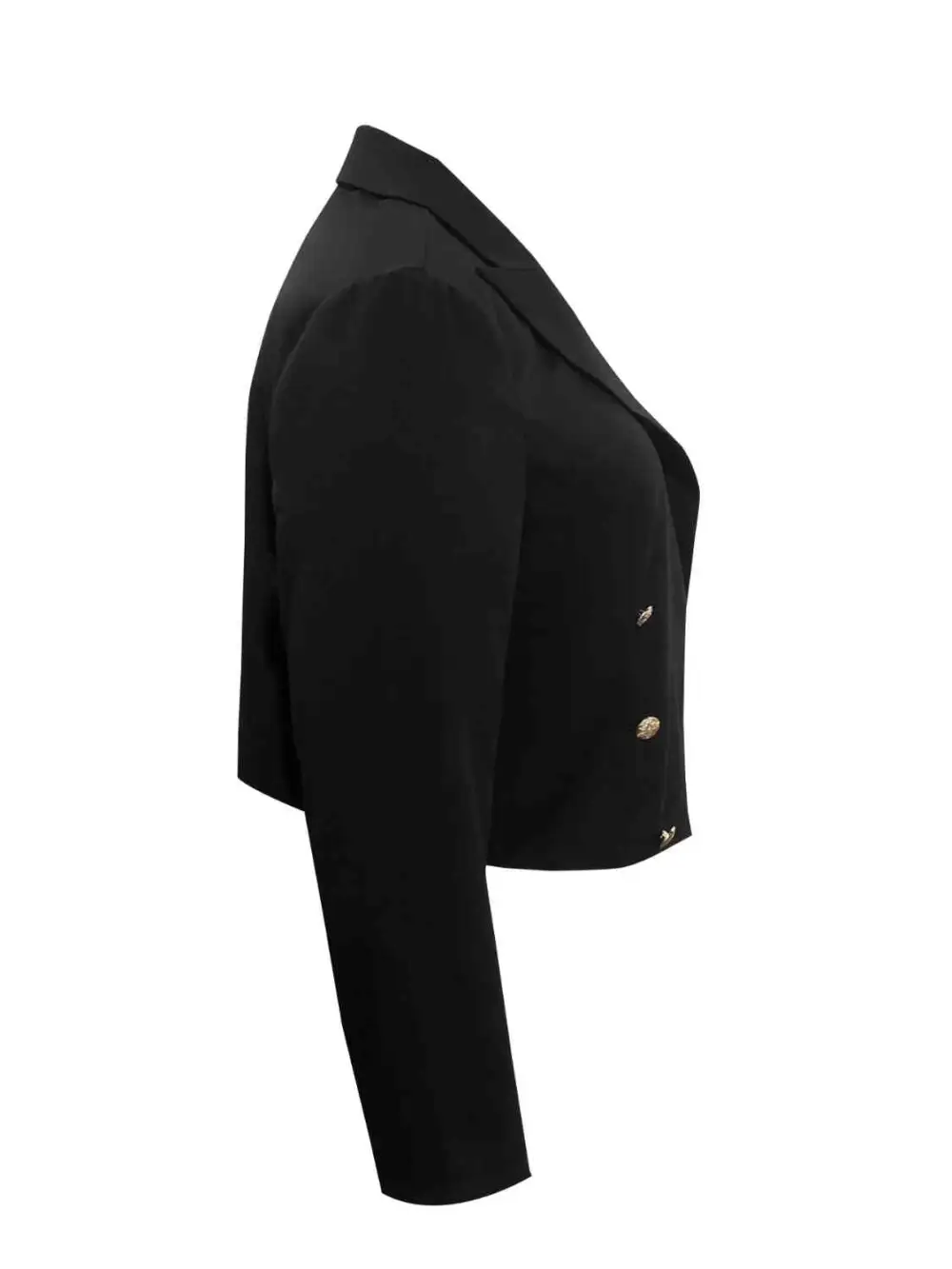 Plus Size Buttoned Lapel Collar