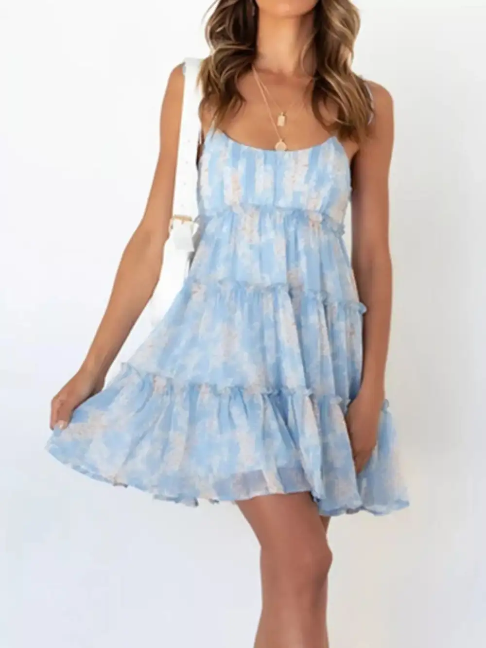 Relaxed Shape Floral Printed Ruffle Mini Dress