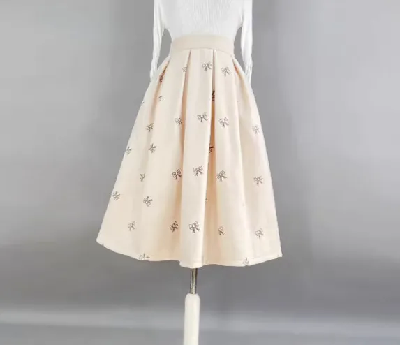Modern Essential Everyday Casual Embroidered Skirt