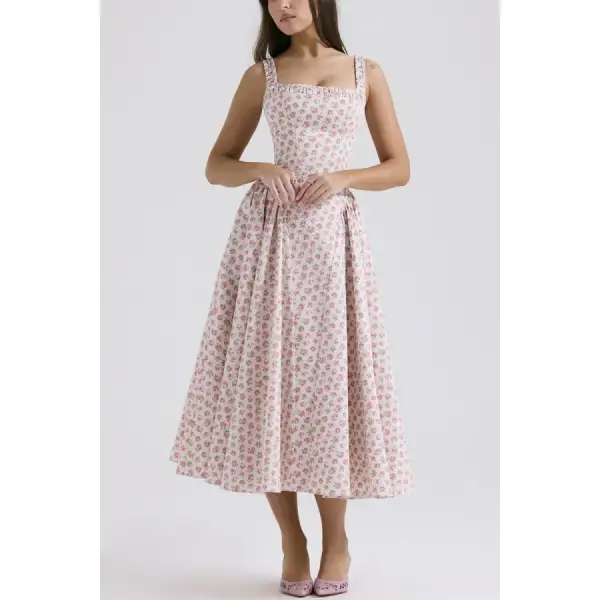 Square Square Neck Wide Strap Midi Dress