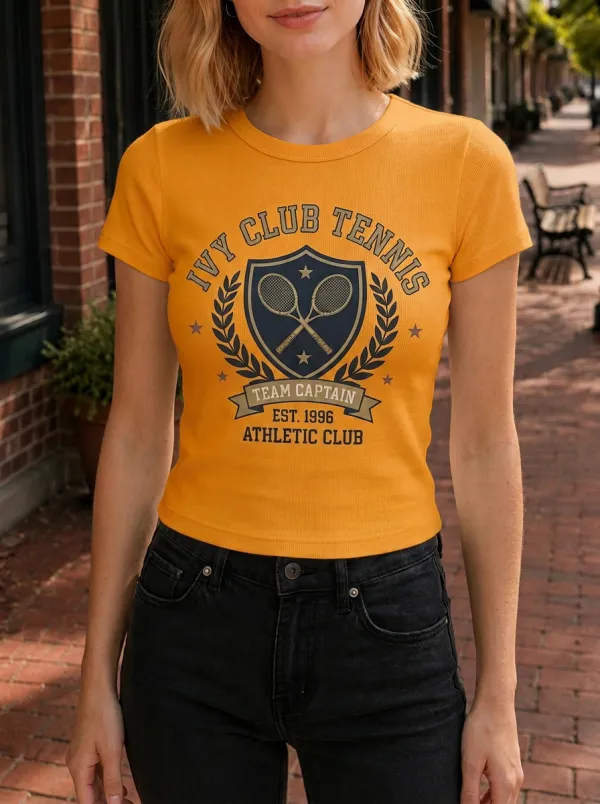 Women's Ivy Club Tennis Team Captain Shield Printed T-shirt