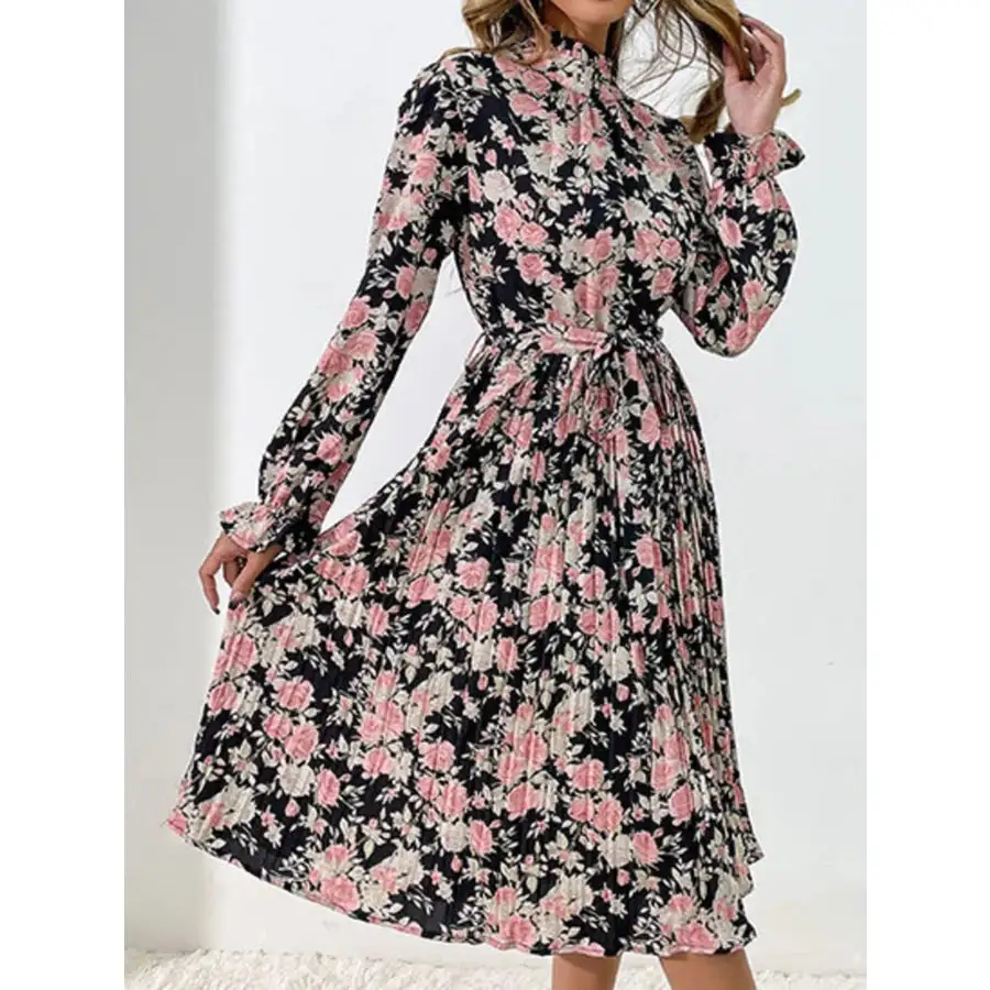 Long Sleeve Pleated Midi Dress