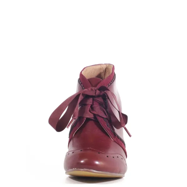Faux Leather Block Heel Victorian Ankle Boots