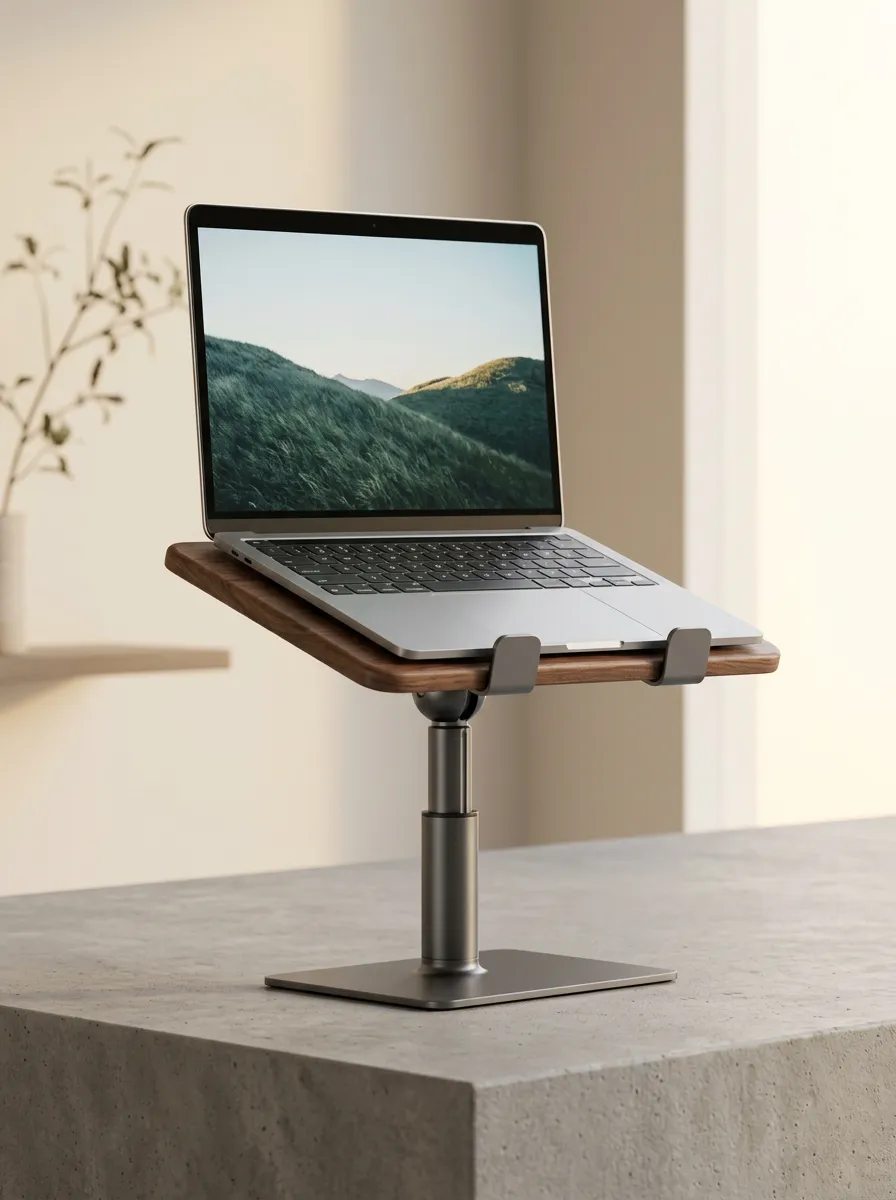Minimalist Walnut Wood Adjustable Laptop Stand