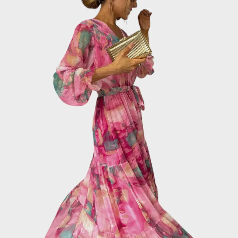 Wrap Floral Belted Maxi Dress