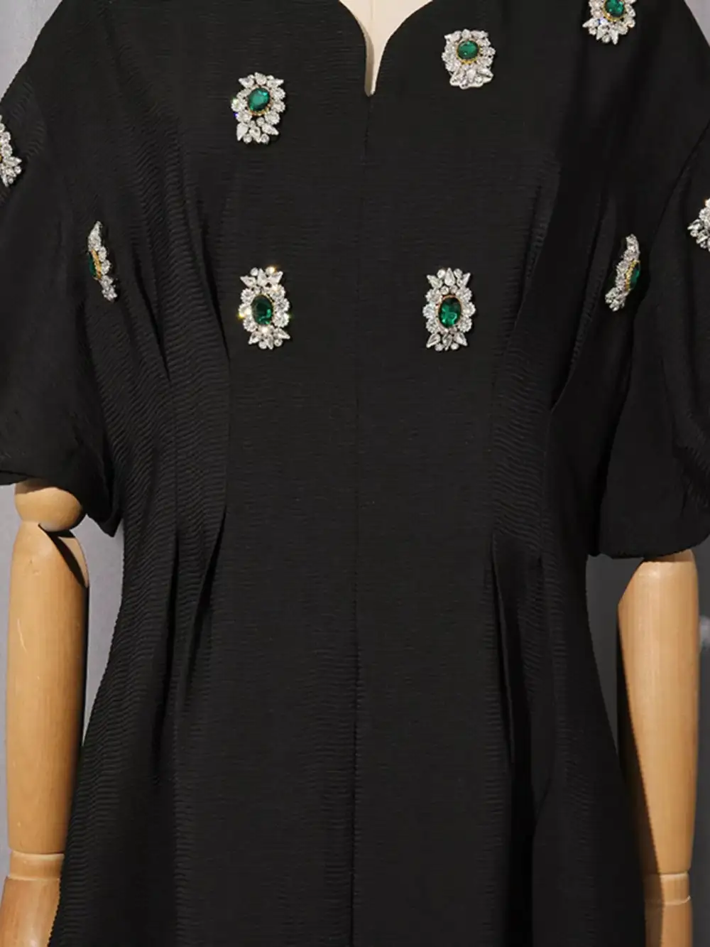 Embellished Puff Sleeve Midi Dress