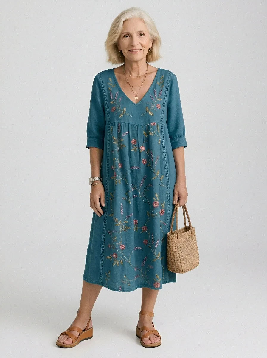 Women's Summer Vacation Floral Embroidery Printed Dress
