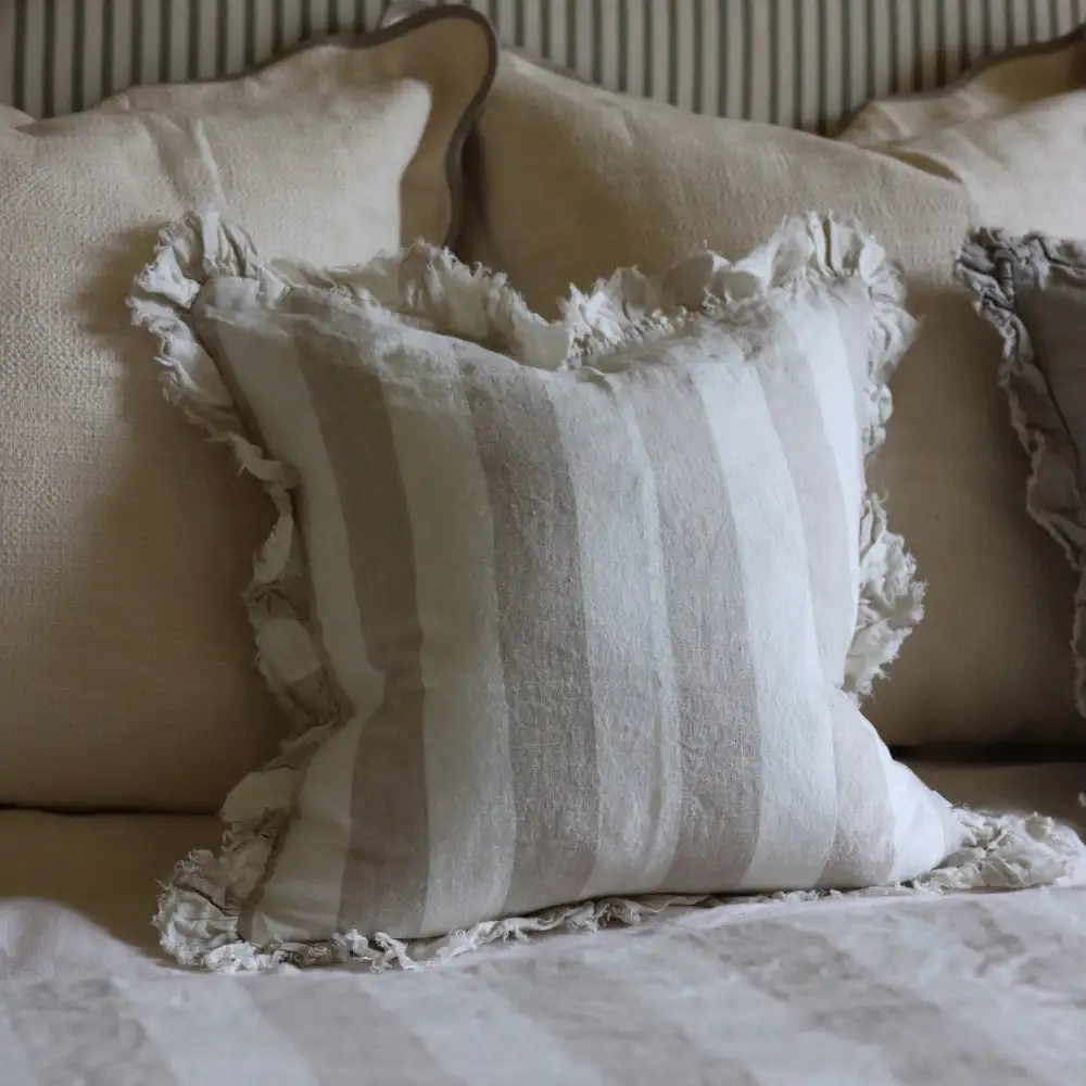 Elegant Striped Ruffled Accent Cushion