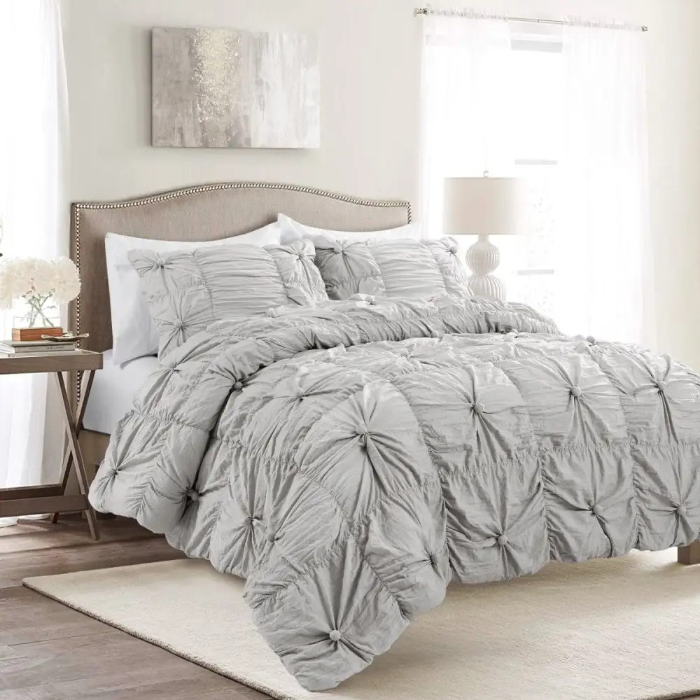 Clean Polyester Textured Comforter Bedding Set