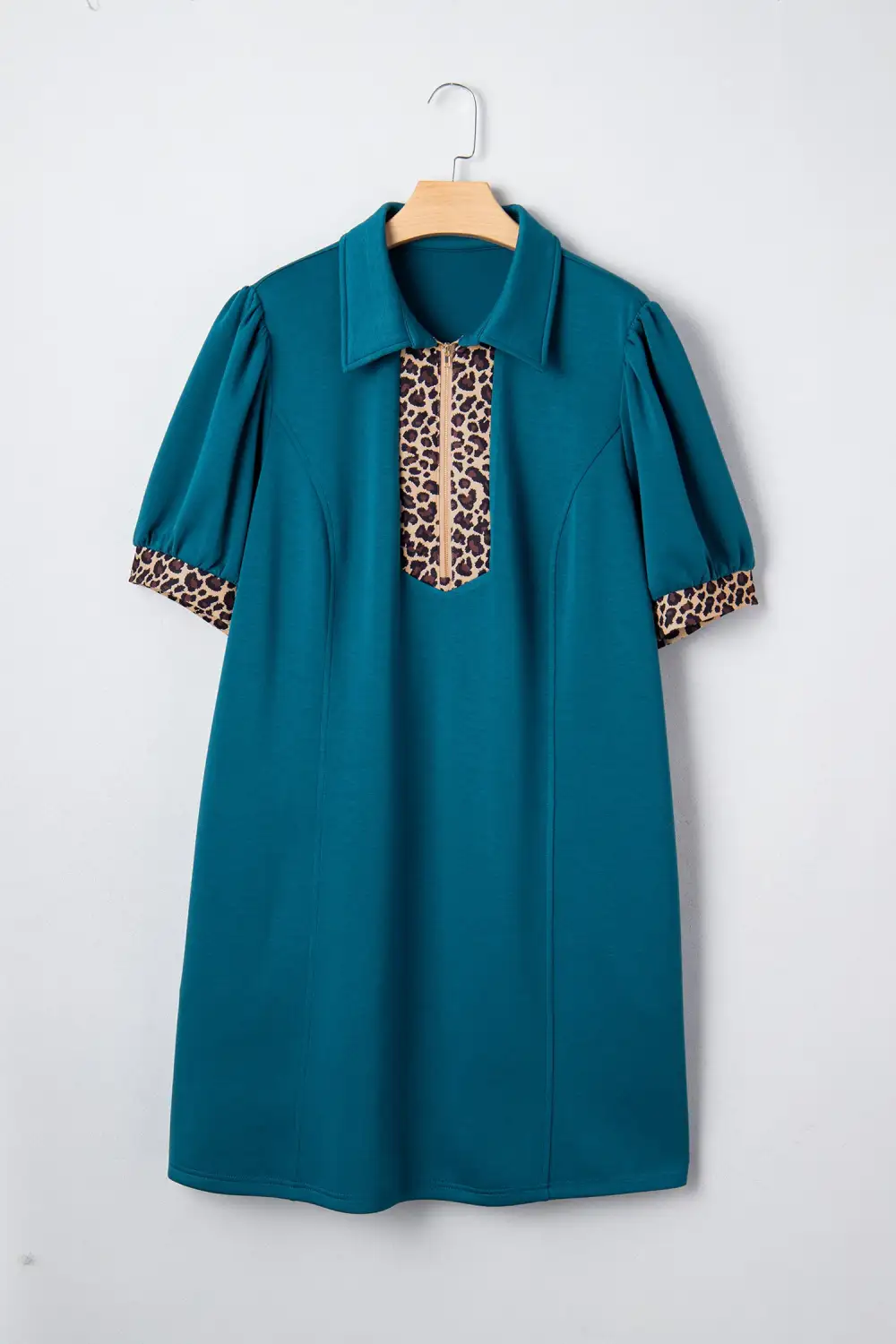 Wearable Cut Animal Print Patchwork Zip Front Mini Dress