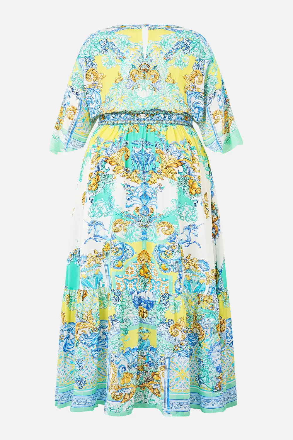Waisted Dress with Hem Ruffle