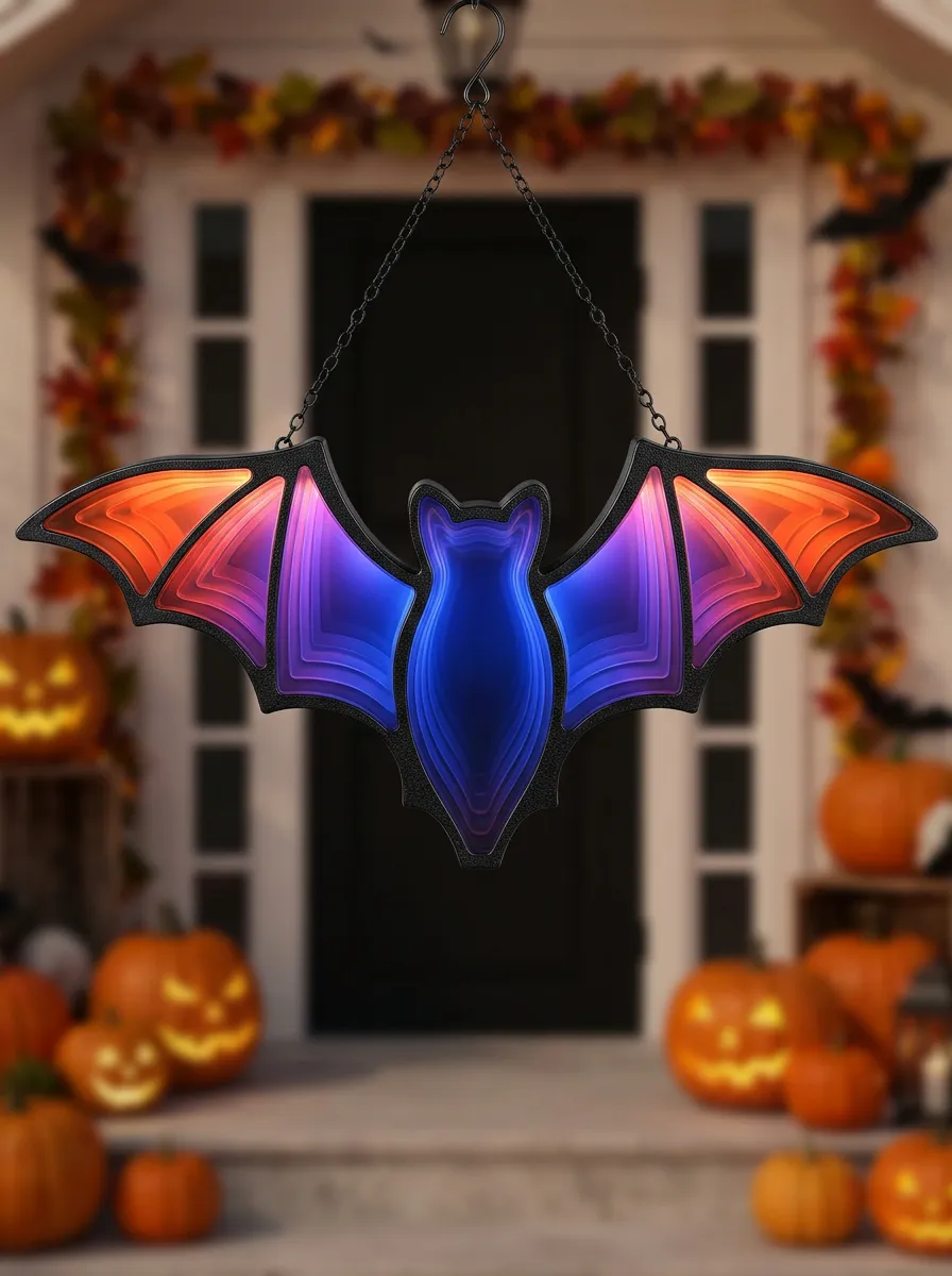 Bat-Shape Layered Gradient Halloween Bat Light