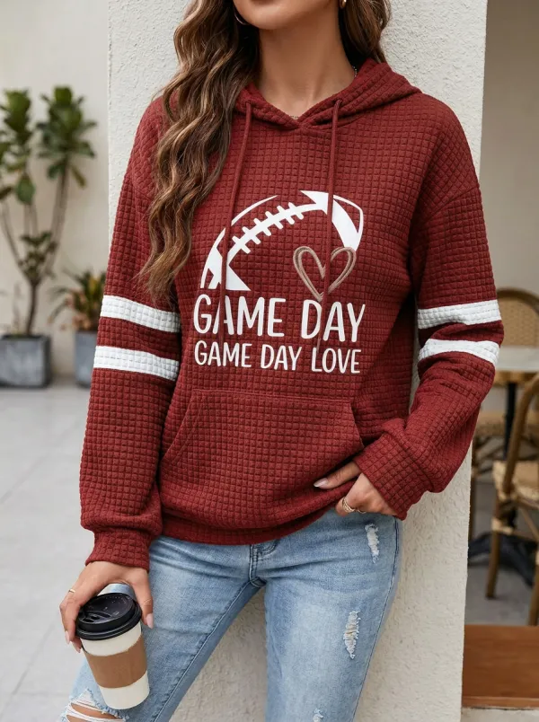 Women's Gridiron Day Heart Waffle Hoodie