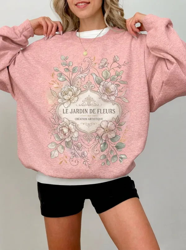 Women's French Floral Le Jardin De Fleurs Printed Sweatshirt