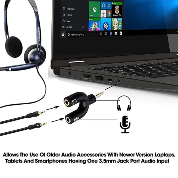 U Shape Adaptor Audio Convertible Splitter For Headphone & Microphone