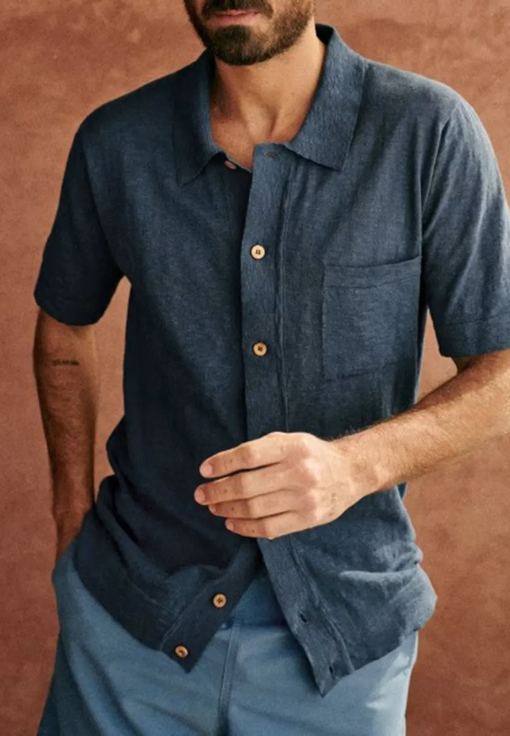 Burgundy Patch Pocket Short Sleeve Camp Shirt
