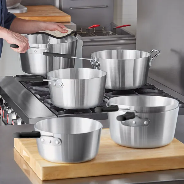 Deep Tapered Aluminum Sauce Pan with Silicone Handle