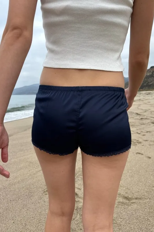 Navy Satin Shorts