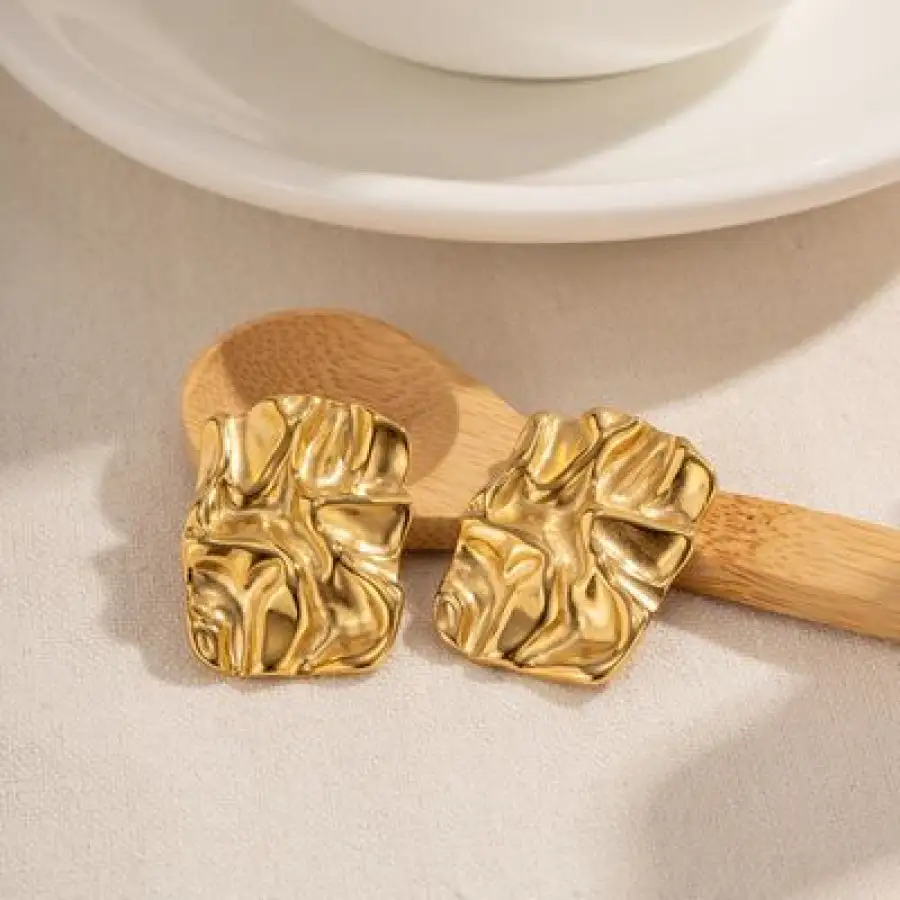 Geometric Stainless Steel Gold Plated Earrings