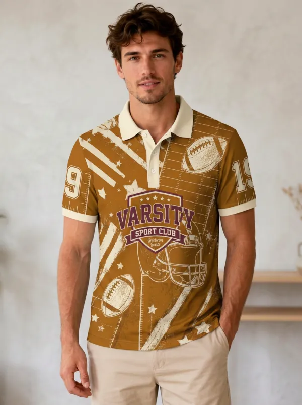 Men's Football Varsity Sport Club Polo Shirt