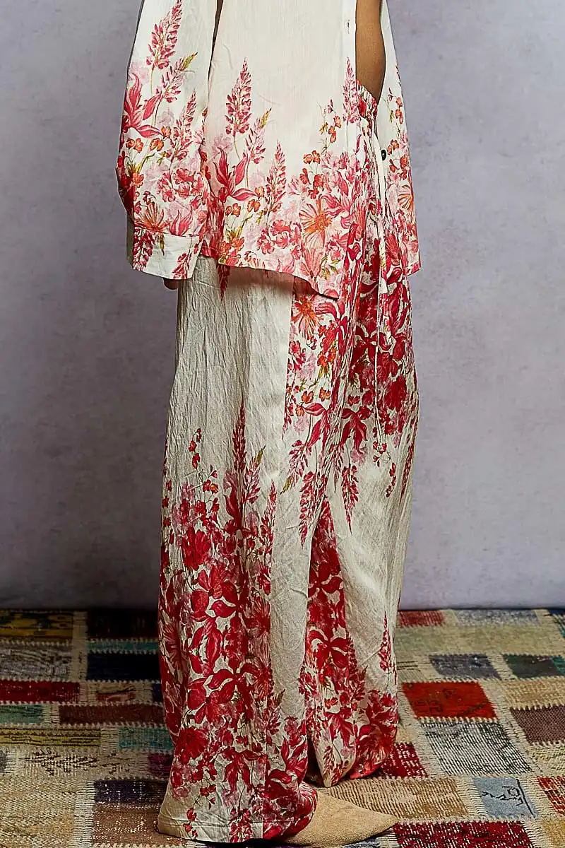 Floral Refined Wide Leg Pants