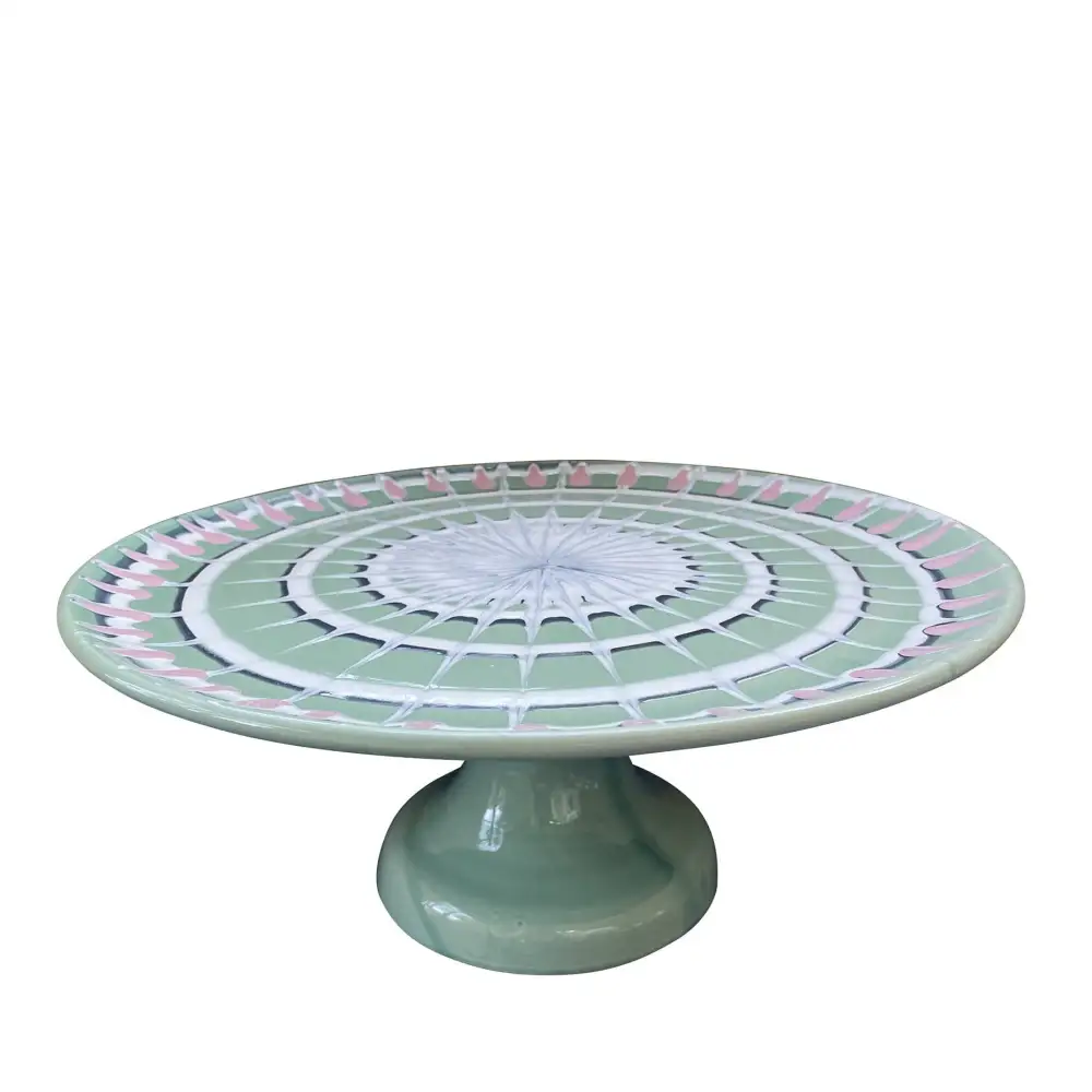 Hand-Painted Ceramic Serving Platter For Cake