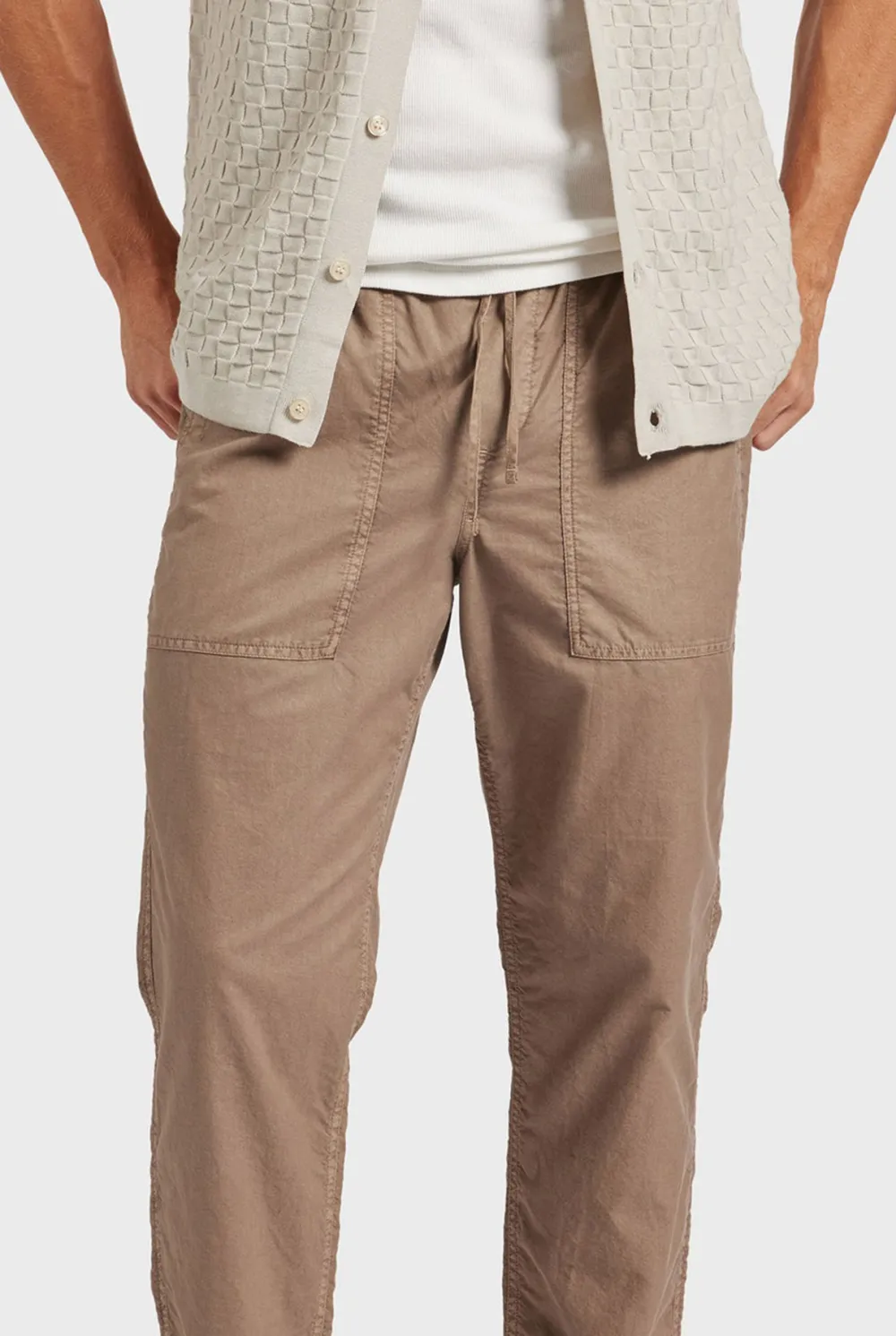 Relaxed Tapered Fit Linen Blend Casual Pants