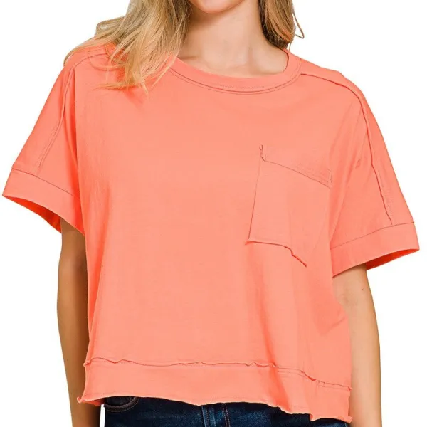 Exposed Seam Oversized Casual Tee