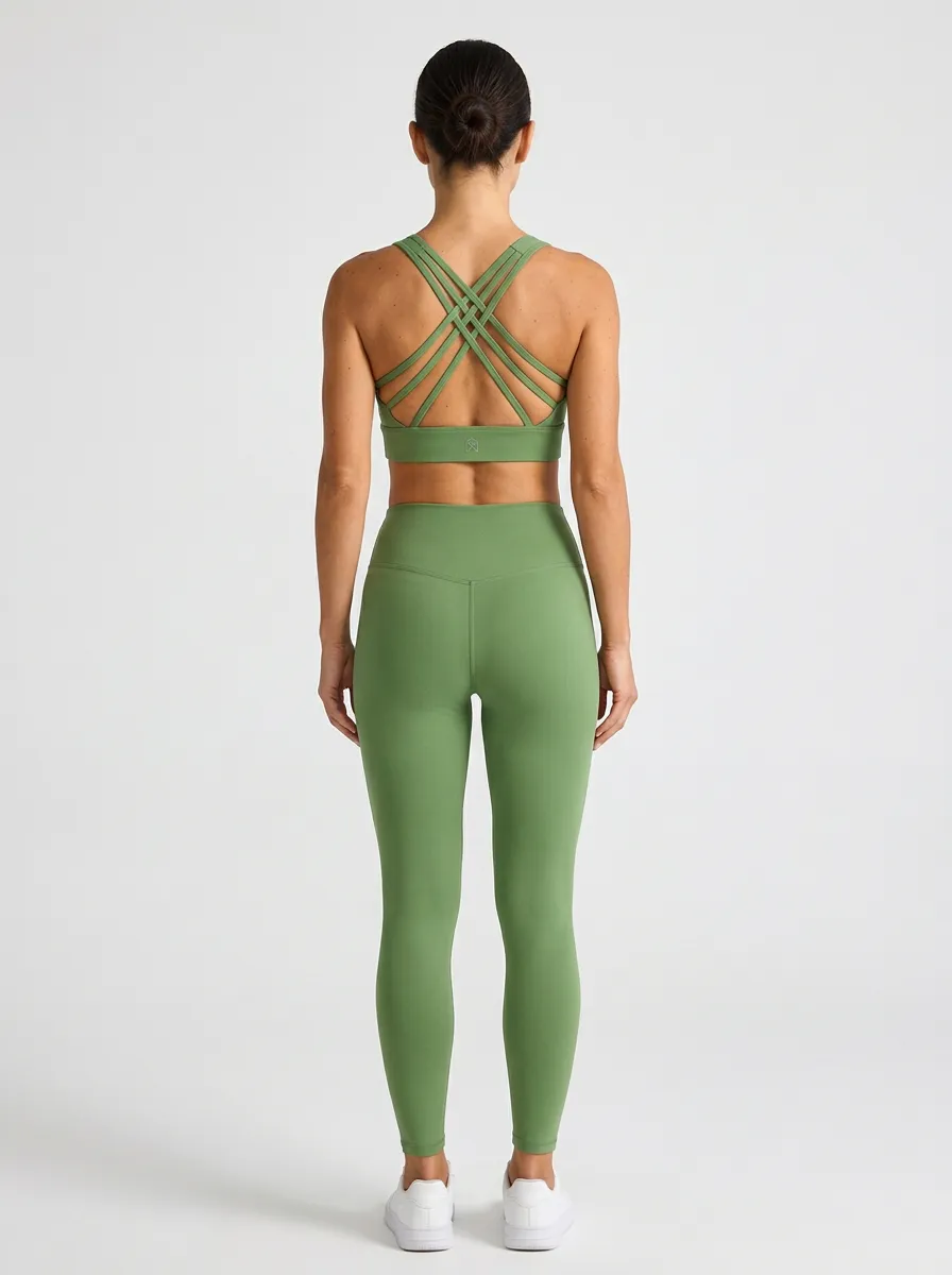 Strappy Back Multi-Strap Ribbed Texture Under-Bust Band Women's Sports Bra