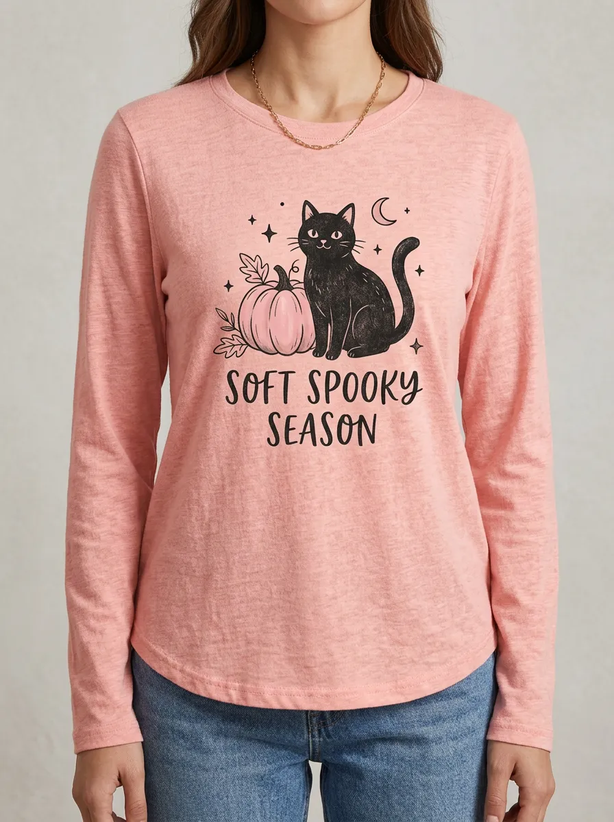 Pumpkin Halloween Cotton Linen Long Sleeve Top