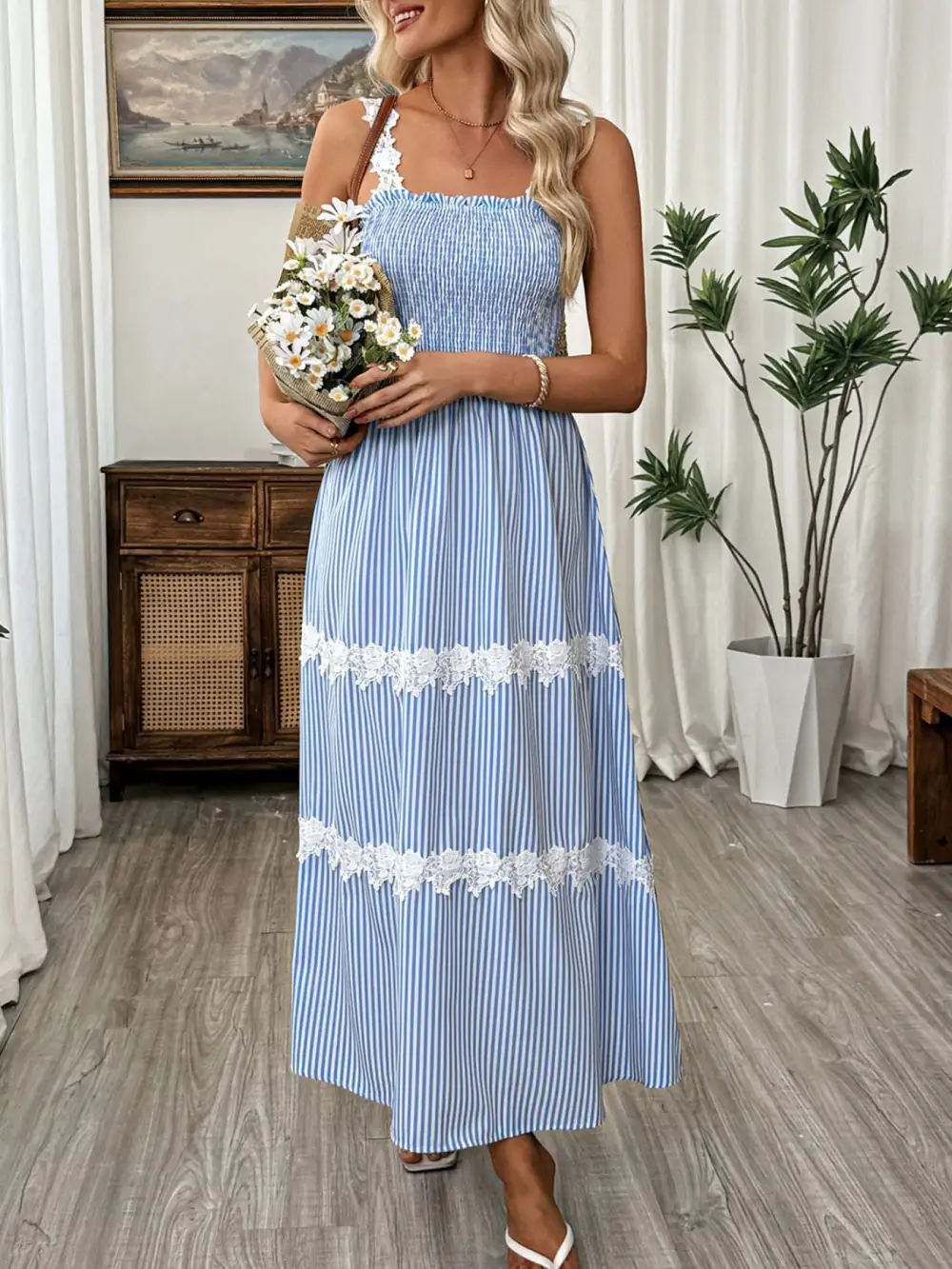 Elegant Smocked Midi Dress