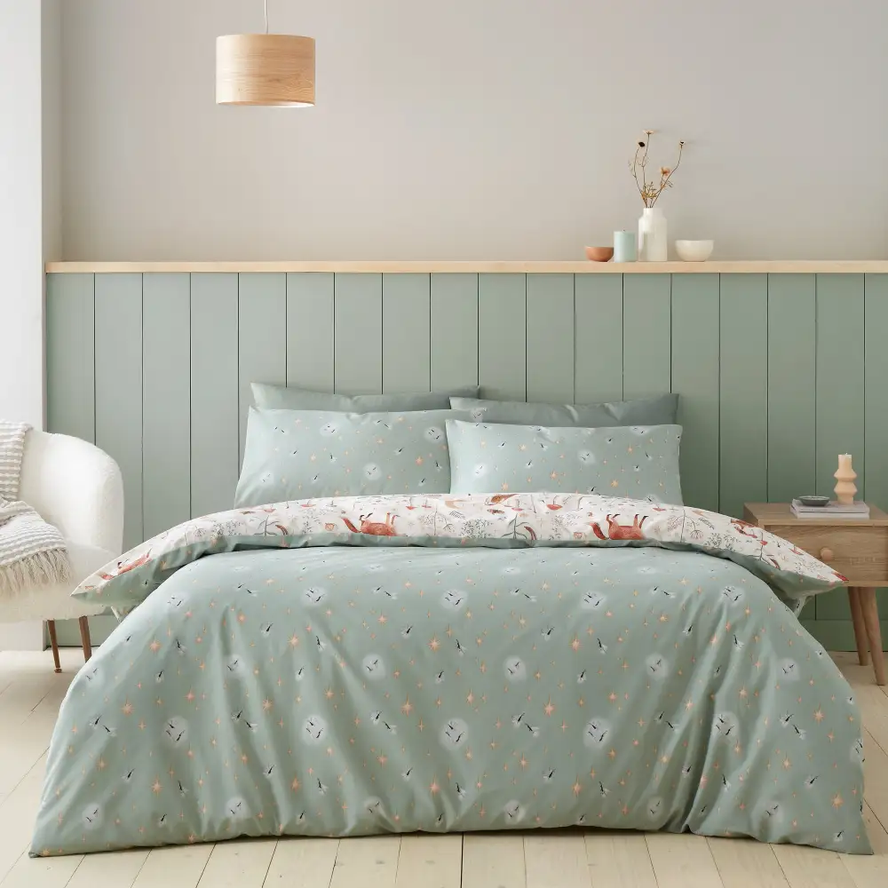 Polished Bedroom Reversible Printed Linen Duvet Cover Set