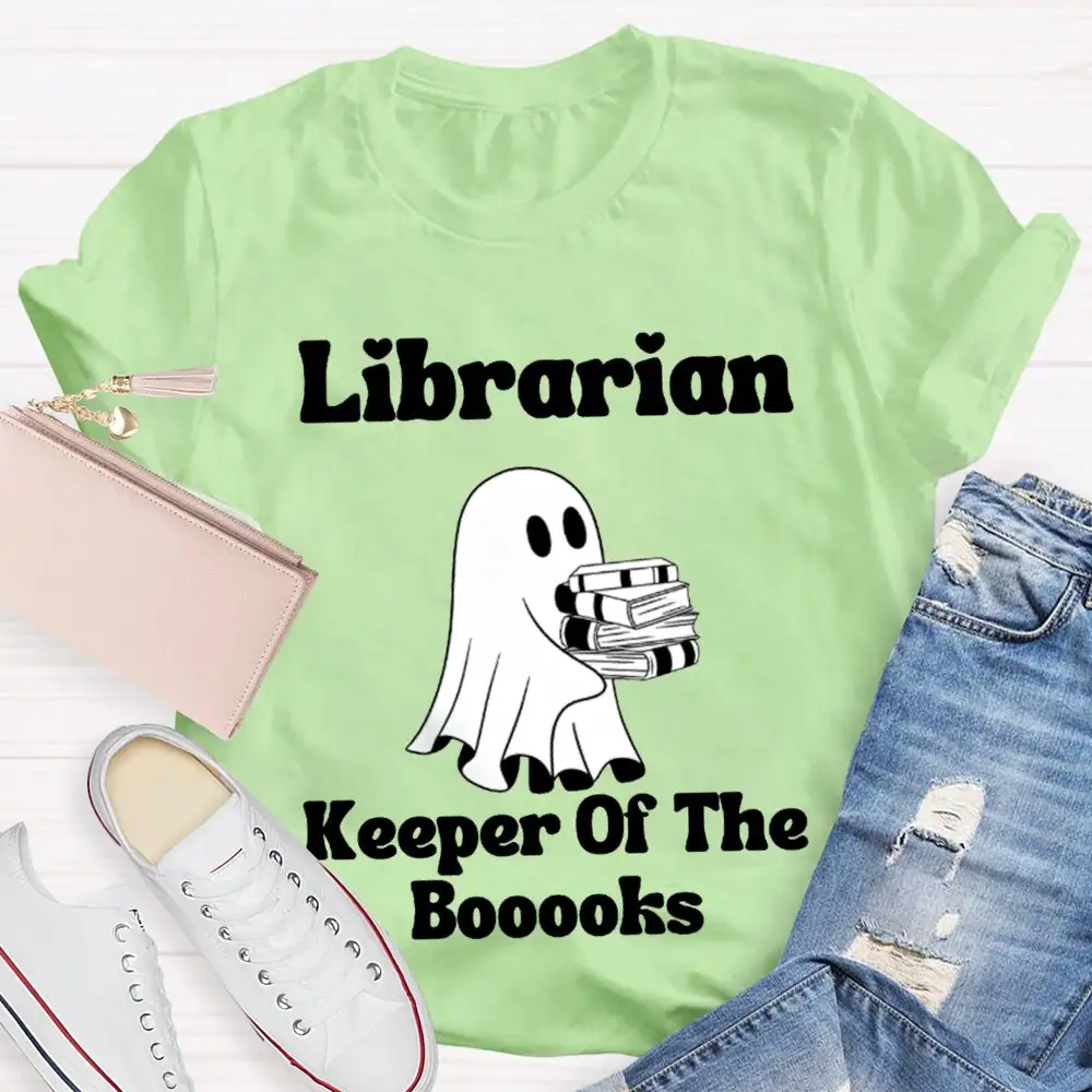 Librarian Keeper Of The Booooks Funny Halloween Spooky Librarian T-Shirt