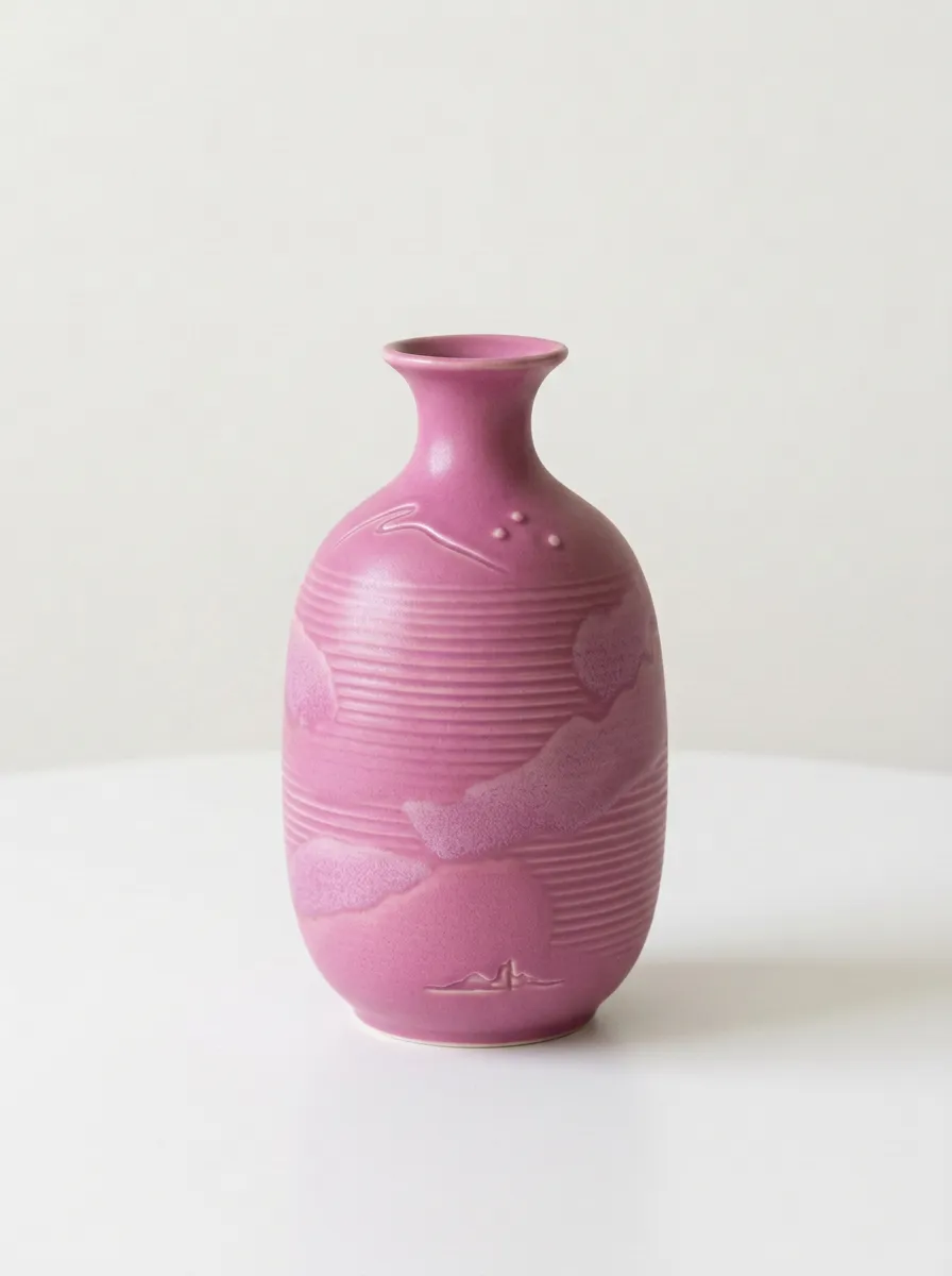 Zen Mountain Landscape Embossed Ceramic Table Vase