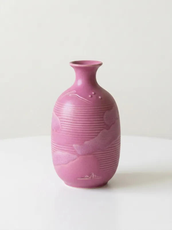 Zen Mountain Landscape Embossed Ceramic Table Vase